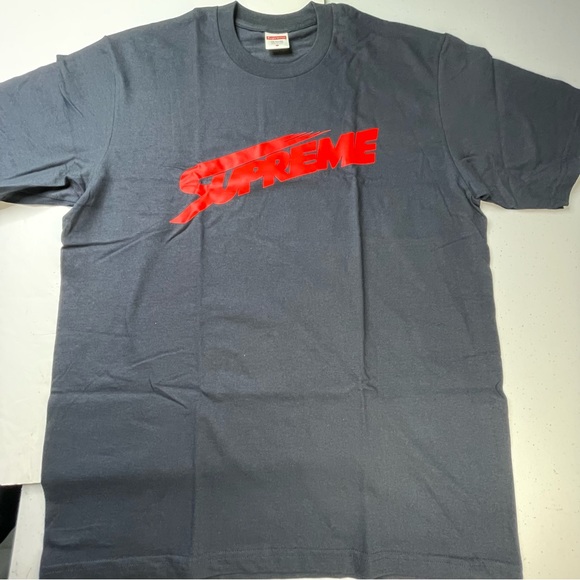 Supreme Mont Blank Logo Mens Medium Navy Tee Shirt - Picture 1 of 5